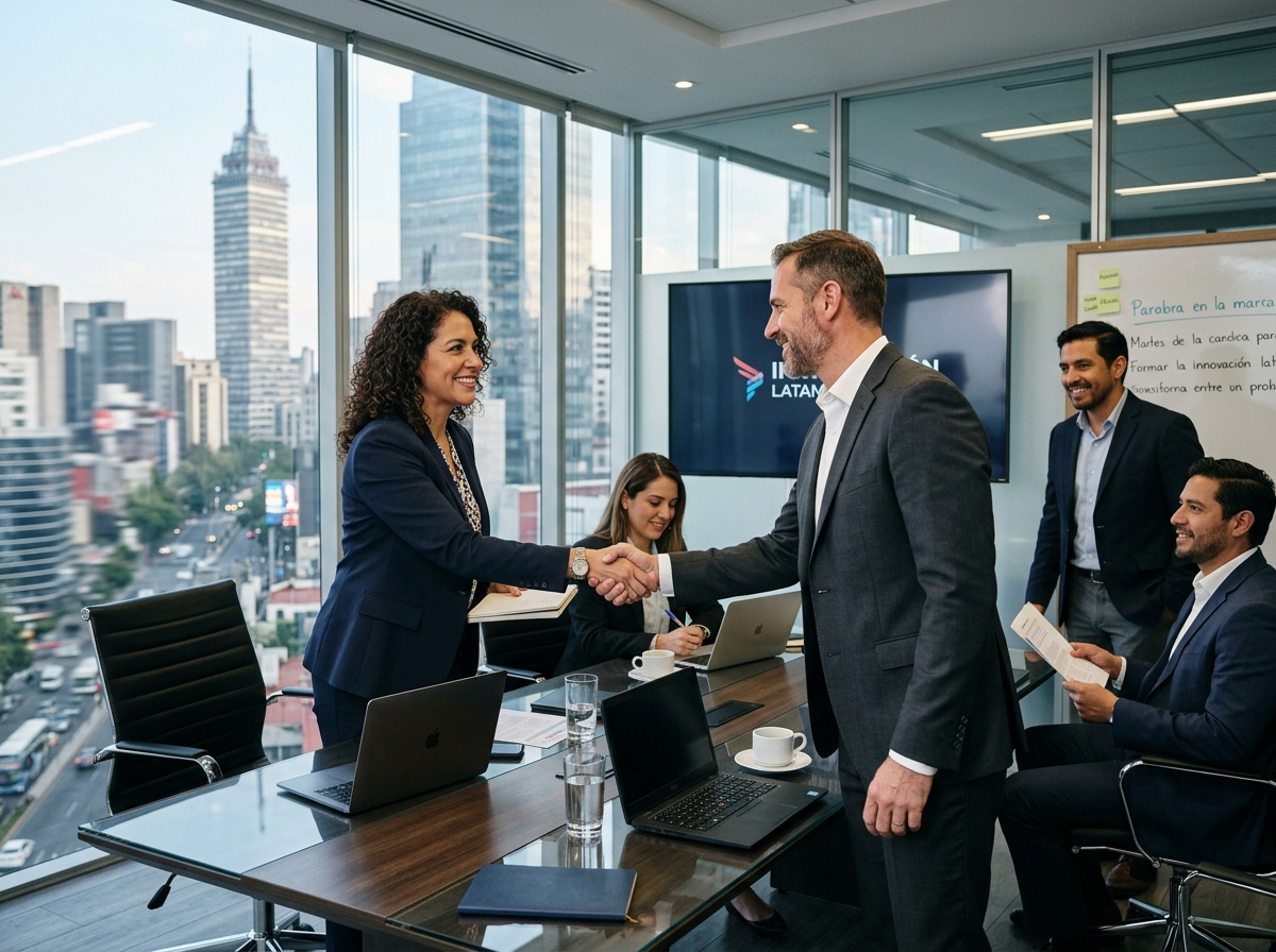 Reunión corporativa de servicios B2B